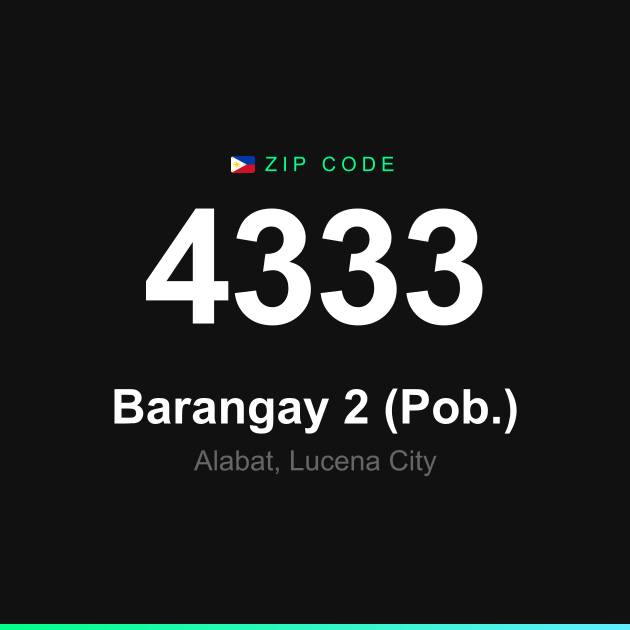 Shareable ZIP code 4333 card for Barangay 2 (Pob.)