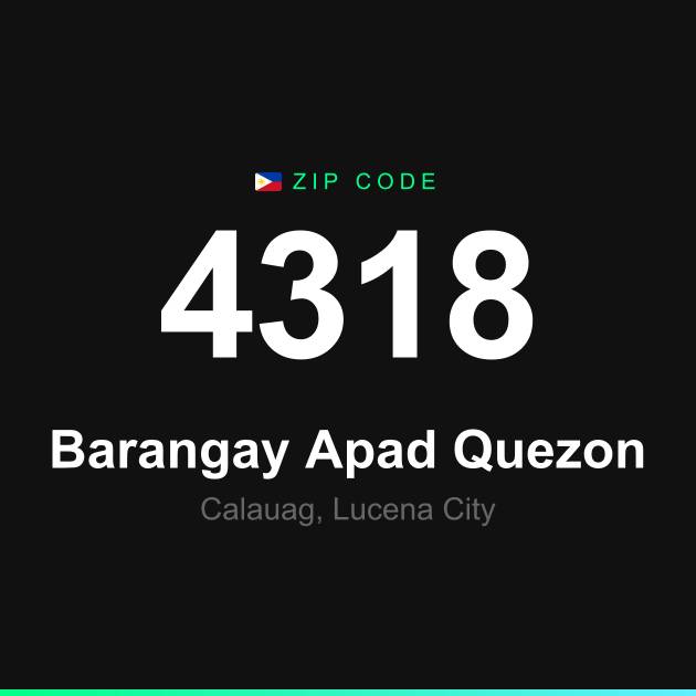 Shareable ZIP code 4318 card for Barangay Apad Quezon