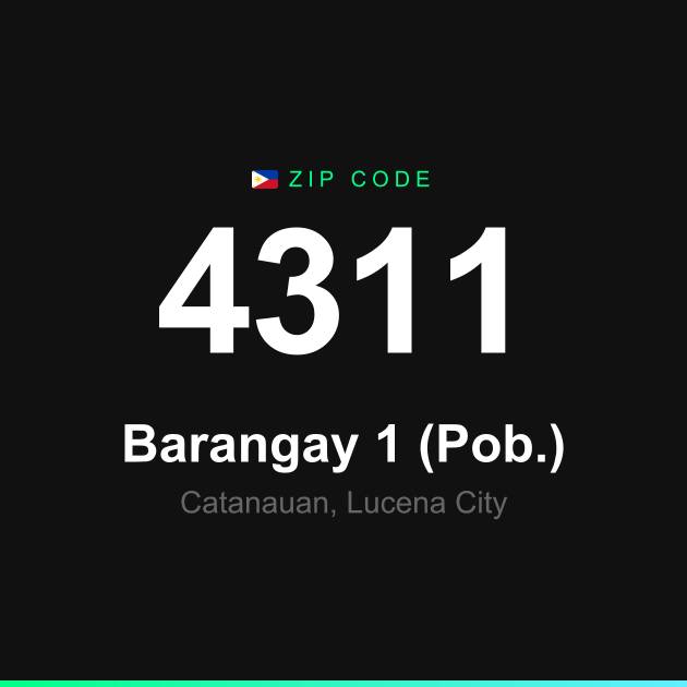 Shareable ZIP code 4311 card for Barangay 1 (Pob.)