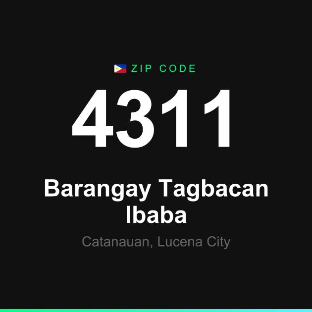 Shareable ZIP code 4311 card for Barangay Tagbacan Ibaba