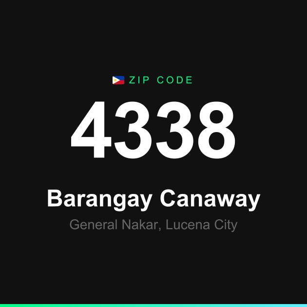 Shareable ZIP code 4338 card for Barangay Canaway