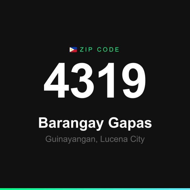 Shareable ZIP code 4319 card for Barangay Gapas