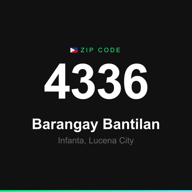 Shareable ZIP code 4336 card for Barangay Bantilan