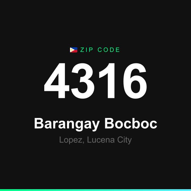 Shareable ZIP code 4316 card for Barangay Bocboc