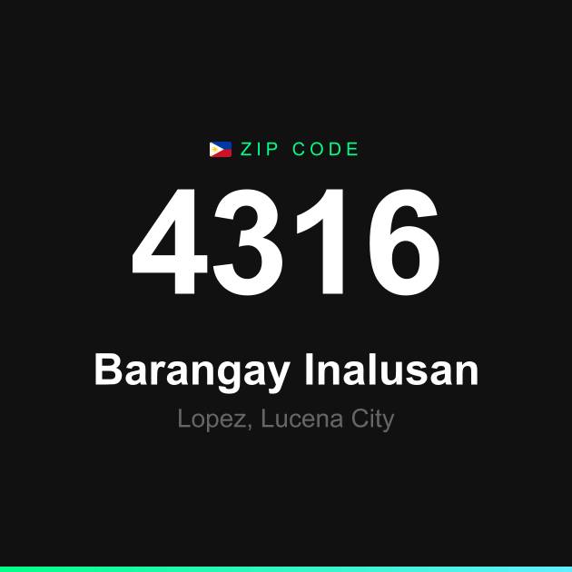 Shareable ZIP code 4316 card for Barangay Inalusan