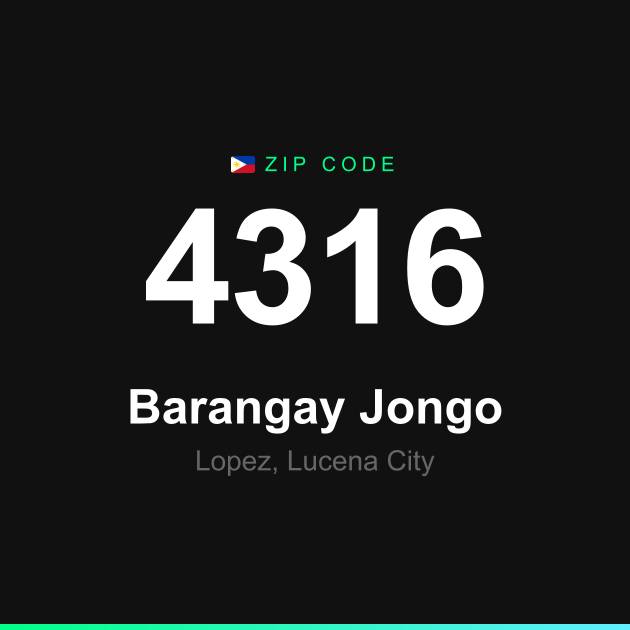 Shareable ZIP code 4316 card for Barangay Jongo