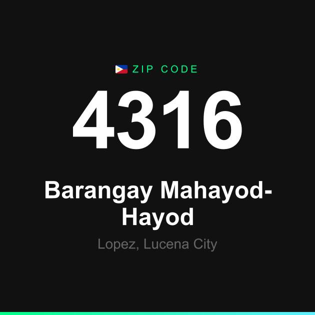 Shareable ZIP code 4316 card for Barangay Mahayod-Hayod