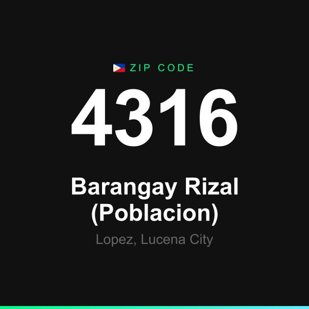 Shareable ZIP code 4316 card for Barangay Rizal (Poblacion)