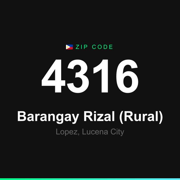 Shareable ZIP code 4316 card for Barangay Rizal (Rural)