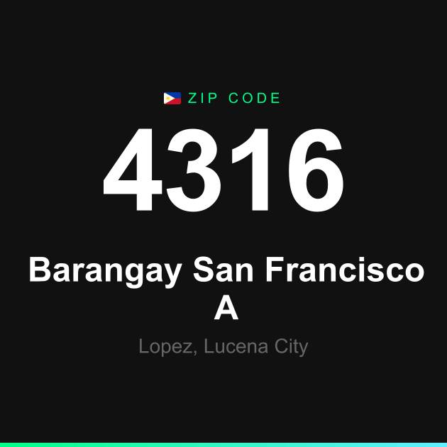 Shareable ZIP code 4316 card for Barangay San Francisco A