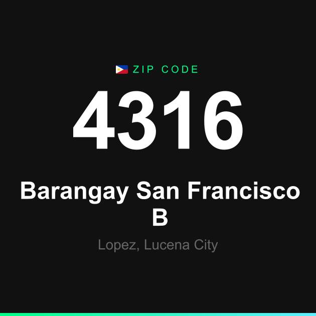 Shareable ZIP code 4316 card for Barangay San Francisco B