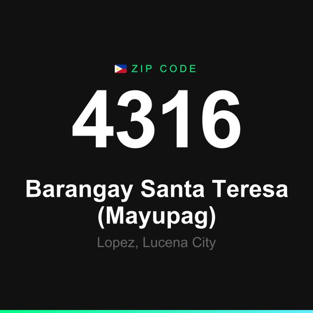 Shareable ZIP code 4316 card for Barangay Santa Teresa (Mayupag)