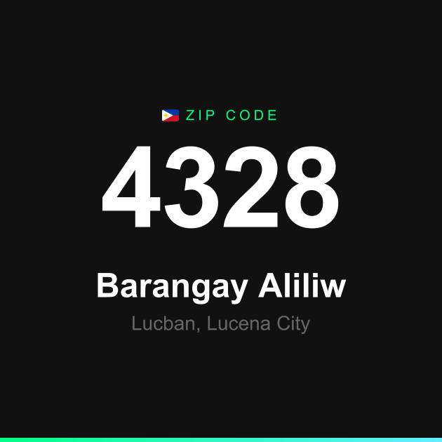Shareable ZIP code 4328 card for Barangay Aliliw