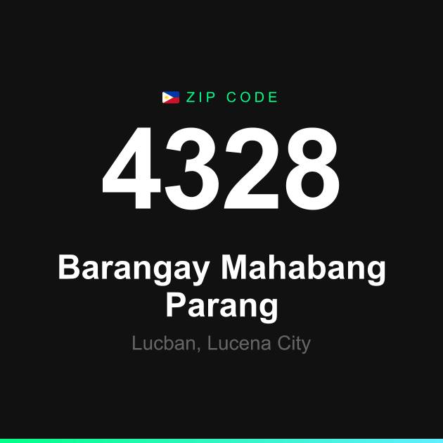 Shareable ZIP code 4328 card for Barangay Mahabang Parang