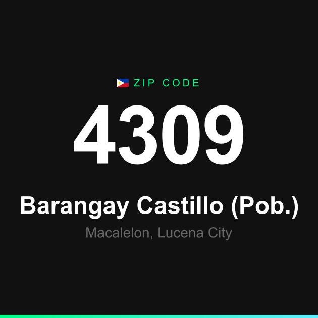Shareable ZIP code 4309 card for Barangay Castillo (Pob.)