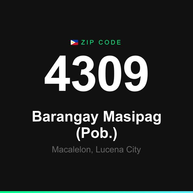 Shareable ZIP code 4309 card for Barangay Masipag (Pob.)