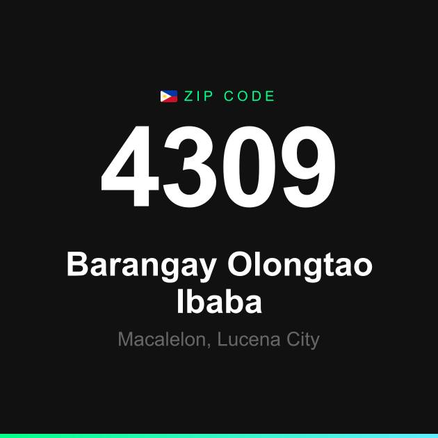 Shareable ZIP code 4309 card for Barangay Olongtao Ibaba