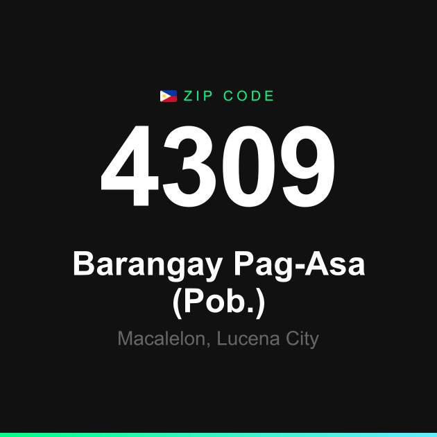 Shareable ZIP code 4309 card for Barangay Pag-Asa (Pob.)