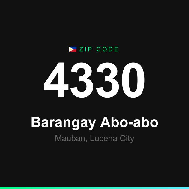 Shareable ZIP code 4330 card for Barangay Abo-abo