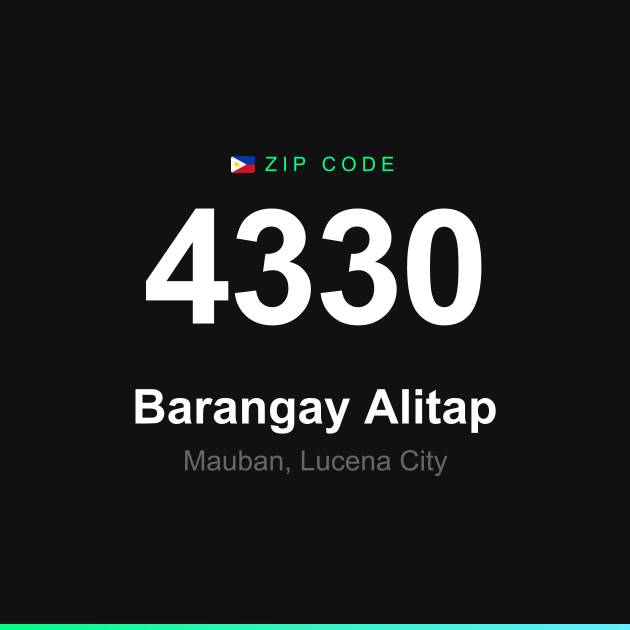 Shareable ZIP code 4330 card for Barangay Alitap