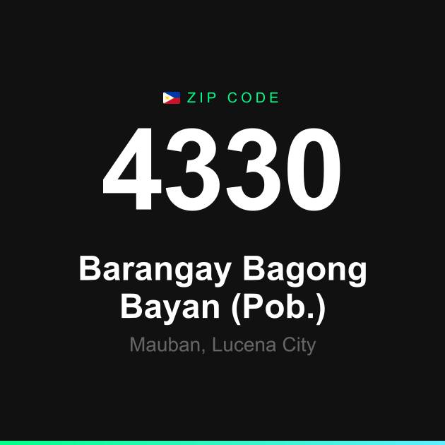 Shareable ZIP code 4330 card for Barangay Bagong Bayan (Pob.)