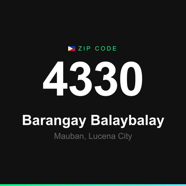 Shareable ZIP code 4330 card for Barangay Balaybalay