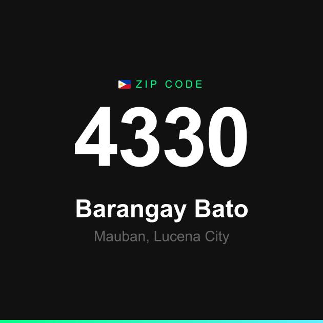 Shareable ZIP code 4330 card for Barangay Bato