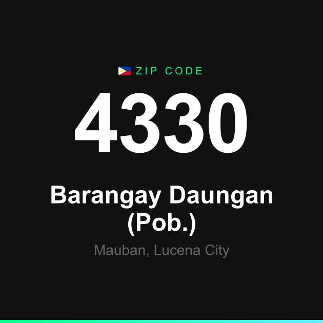 Shareable ZIP code 4330 card for Barangay Daungan (Pob.)