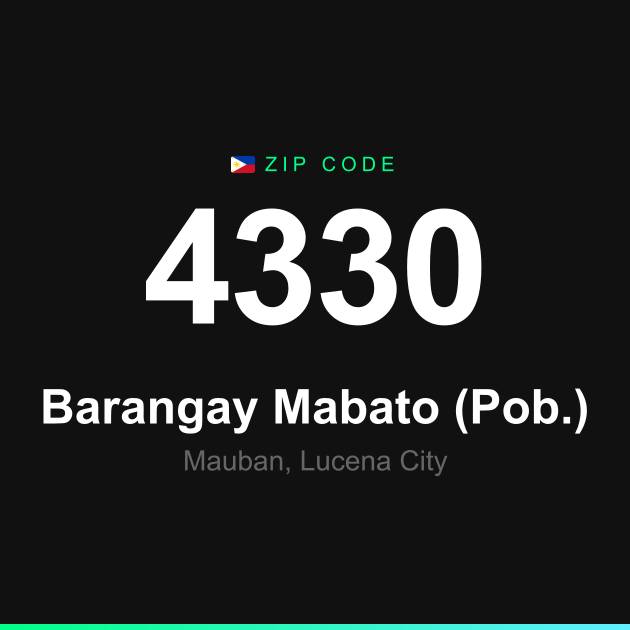Shareable ZIP code 4330 card for Barangay Mabato (Pob.)