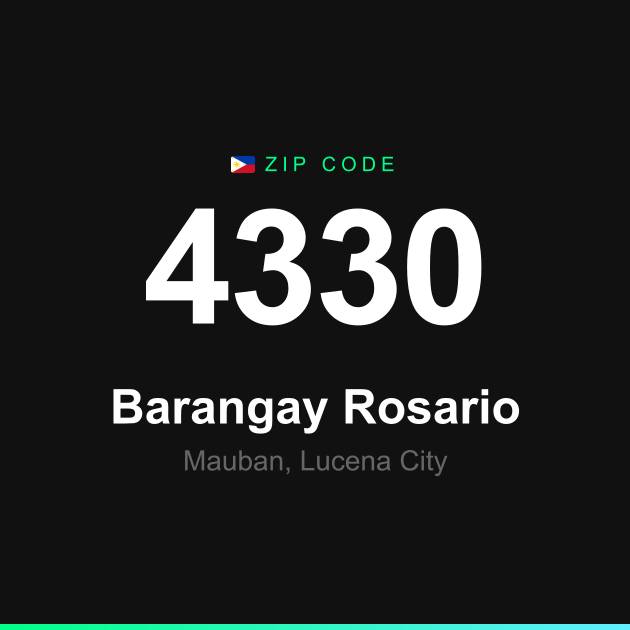 Shareable ZIP code 4330 card for Barangay Rosario