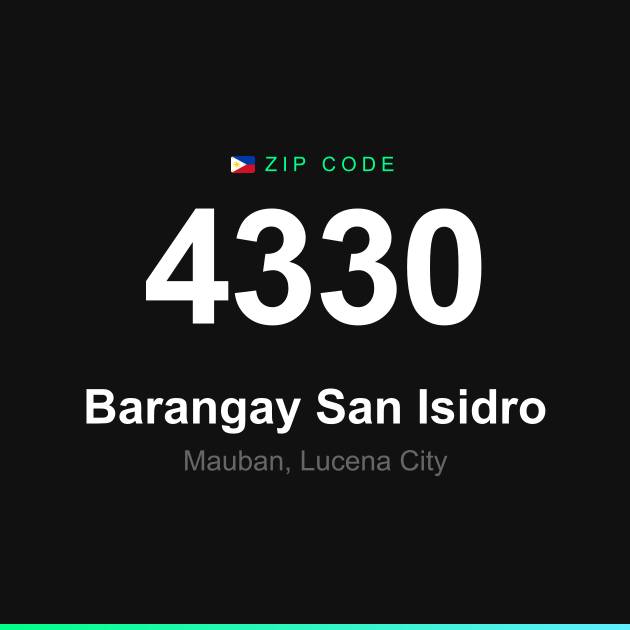 Shareable ZIP code 4330 card for Barangay San Isidro