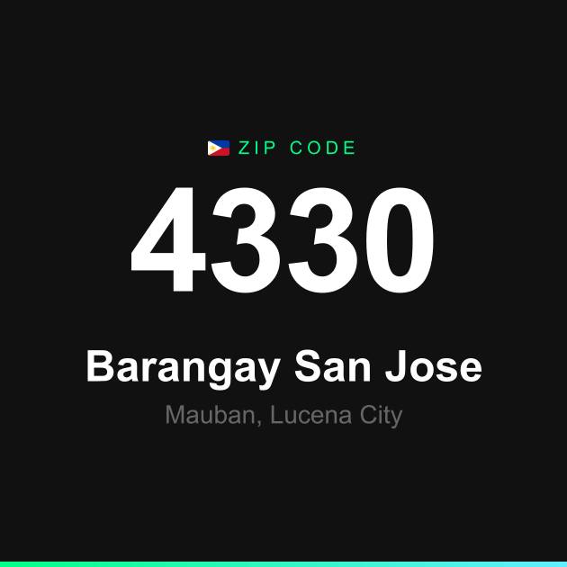 Shareable ZIP code 4330 card for Barangay San Jose
