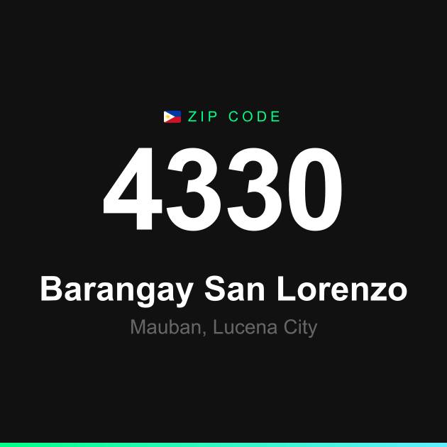 Shareable ZIP code 4330 card for Barangay San Lorenzo