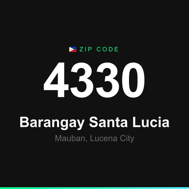 Shareable ZIP code 4330 card for Barangay Santa Lucia