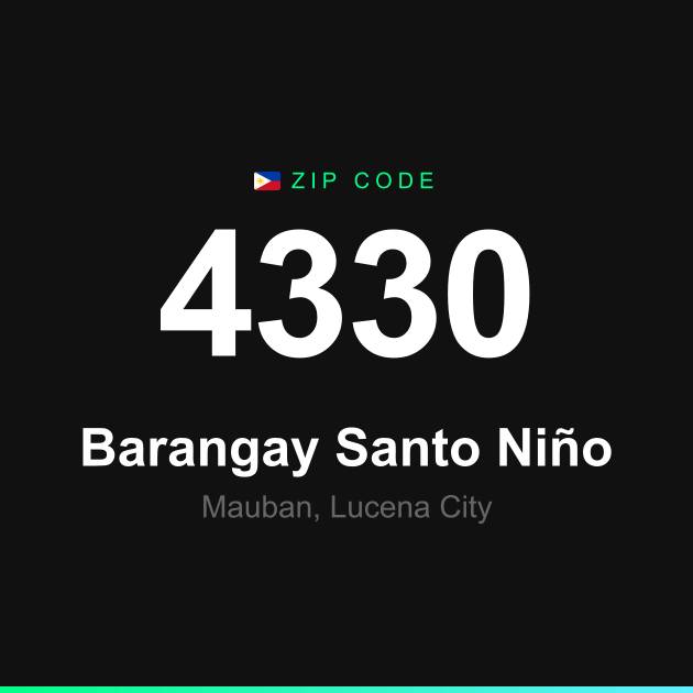 Shareable ZIP code 4330 card for Barangay Santo Niño