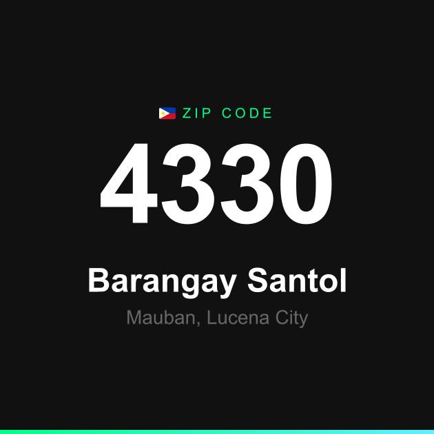 Shareable ZIP code 4330 card for Barangay Santol