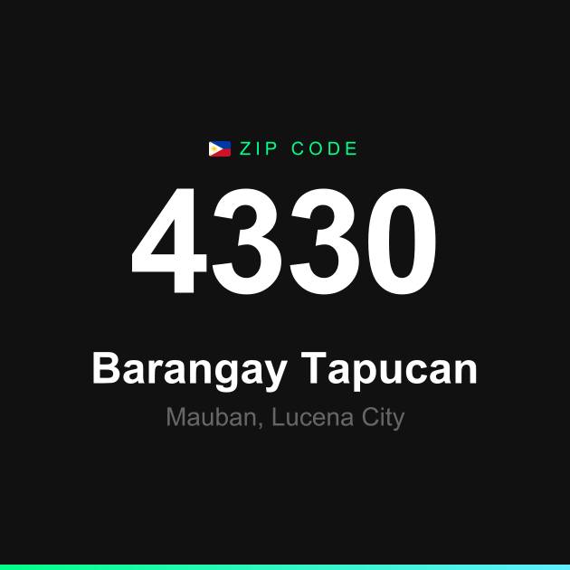 Shareable ZIP code 4330 card for Barangay Tapucan