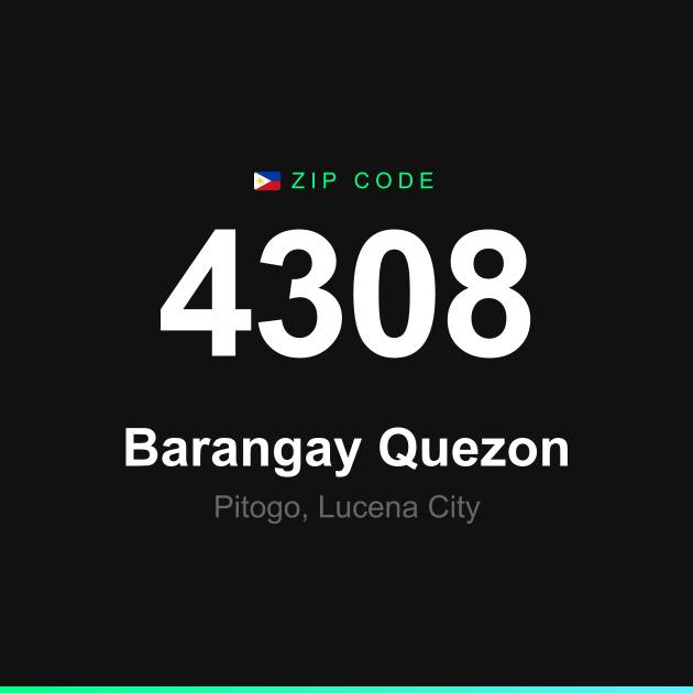 Shareable ZIP code 4308 card for Barangay Quezon