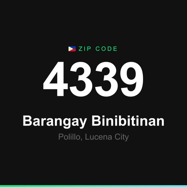 Shareable ZIP code 4339 card for Barangay Binibitinan