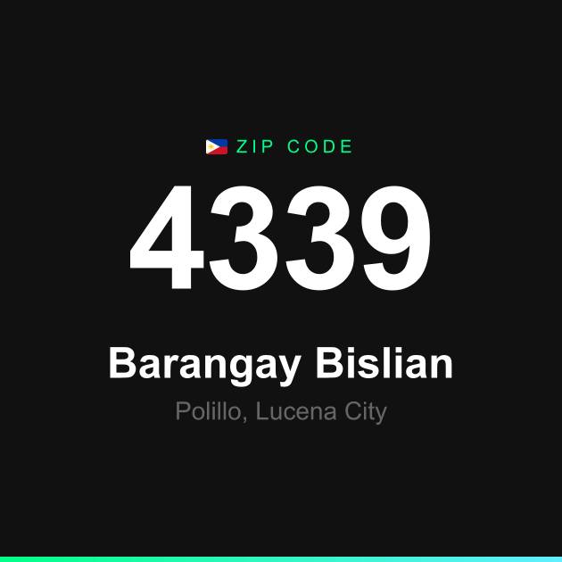 Shareable ZIP code 4339 card for Barangay Bislian