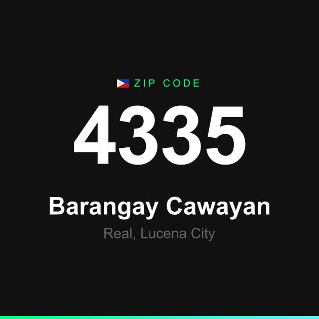 Shareable ZIP code 4335 card for Barangay Cawayan