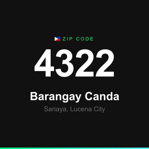 Shareable ZIP code 4322 card for Barangay Canda