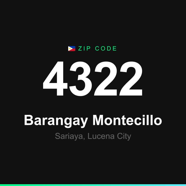Shareable ZIP code 4322 card for Barangay Montecillo