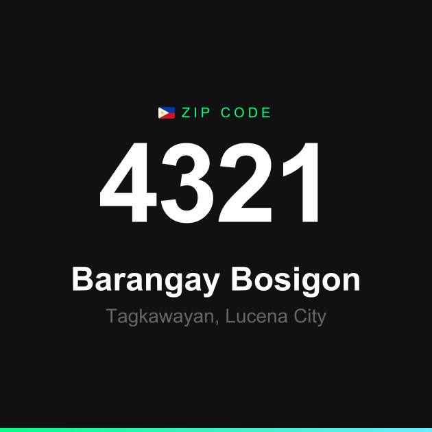 Shareable ZIP code 4321 card for Barangay Bosigon