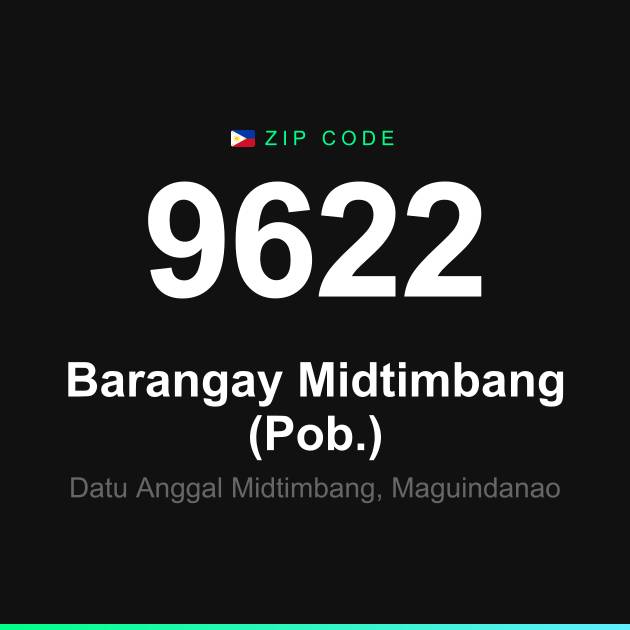 Shareable ZIP code 9622 card for Barangay Midtimbang (Pob.)