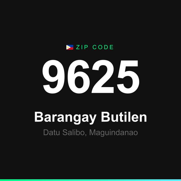 Shareable ZIP code 9625 card for Barangay Butilen
