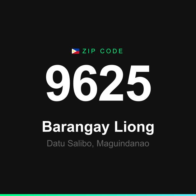 Shareable ZIP code 9625 card for Barangay Liong