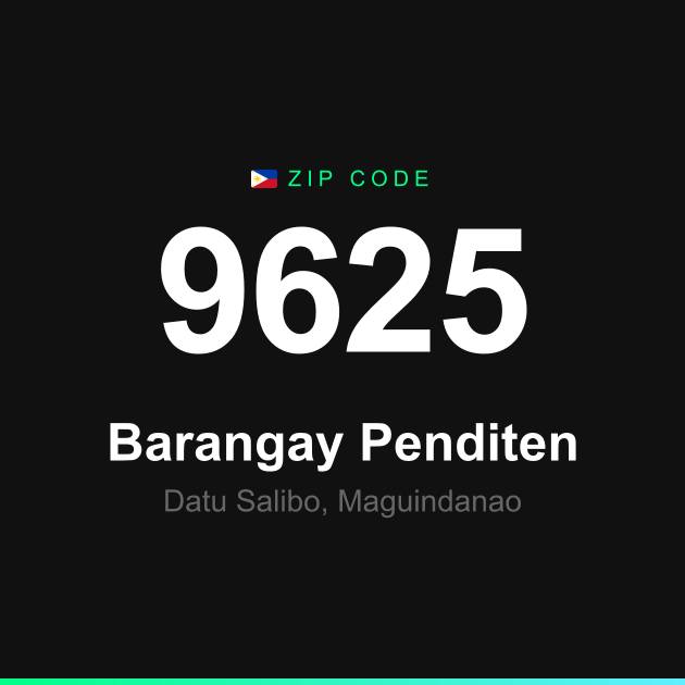Shareable ZIP code 9625 card for Barangay Penditen