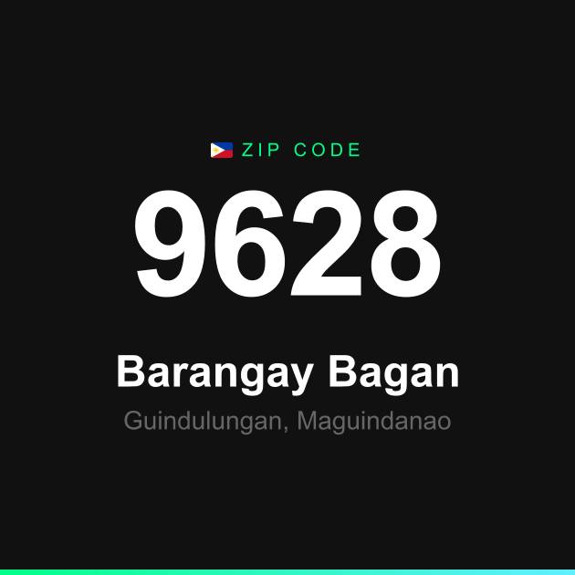 Shareable ZIP code 9628 card for Barangay Bagan