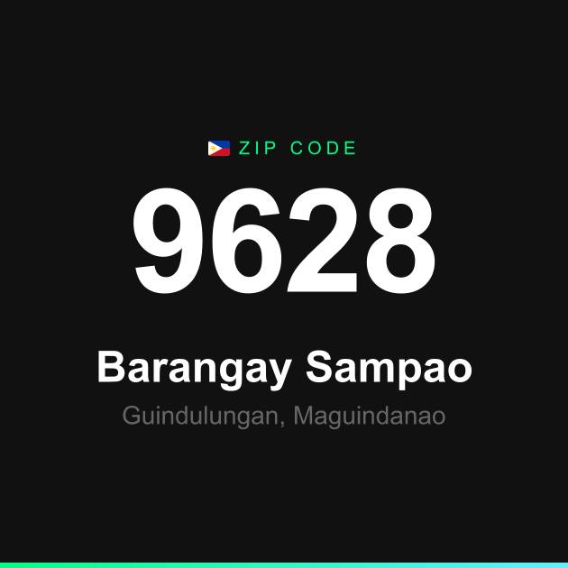 Shareable ZIP code 9628 card for Barangay Sampao